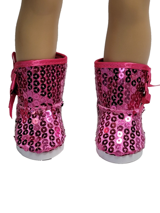 Pink Sequin Boots Fits 18" American Girl Doll Clothing Shoes1