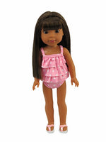 Pink Polka Dot Ruffle Swimsuit Fits 14.5" Wellie Wisher American Girl Clothing1
