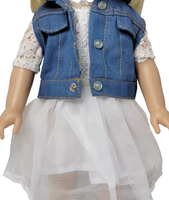 White Lace Dress Denim Vest Fits 14.5" Wellie Wisher American Girl Doll Clothing1