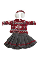 Red And Grey Sweater Skirt Set Earmuffs Fits 18" American Girl Doll Clothing1