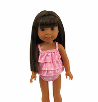 Pink Polka Dot Ruffle Swimsuit Fits 14.5" Wellie Wisher American Girl Clothing0