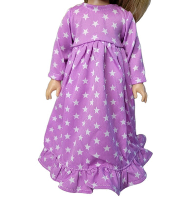 Lavender Star Nightgown Fits 14.5" Wellie Wisher American Girl Doll Clothing1