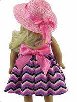 Chevron Pattern Dress And Hat Fits 18" American Girl Doll Clothing1