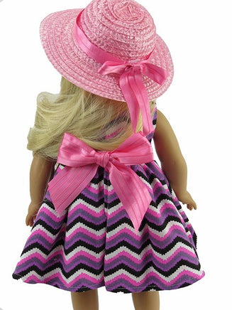Chevron Pattern Dress And Hat Fits 18" American Girl Doll Clothing1