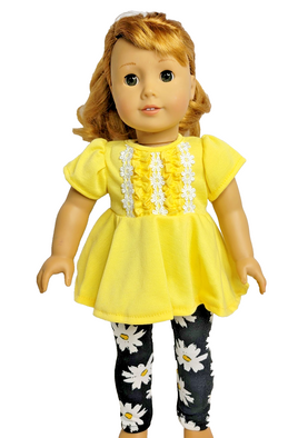 Yellow Daisy Pant Set Fits 18" American Girl Doll Clothing0