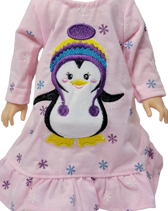 Pink Penguin Nightgown Fits 14.5" Wellie Wisher American Girl Doll Clothing1