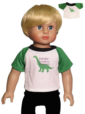 Little Brother Dinosaur T-shirt Fits 18" American Girl Boy Doll Clothing0