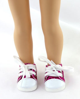 Berry Sequin Sneakers Fits 14.5" Wellie Wisher American Girl Doll Shoes0
