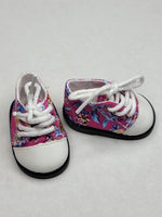 Magenta Floral Print Shoes Fits 14.5" Wellie Wisher American Girl Doll Shoes3
