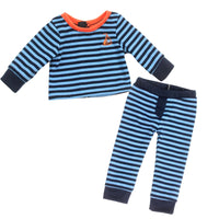 Blue Striped Pajama Pant Set Fits 18" American Boy Girl Doll Clothing2