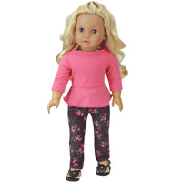 Pink Polka Dot Rose Pant Set Fits 18" American Girl Doll Clothes1