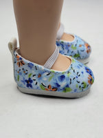 Blue Floral Slip On Shoes Fits 14.5" Wellie Wisher American Girl Doll Shoes2