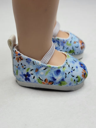 Blue Floral Slip On Shoes Fits 14.5" Wellie Wisher American Girl Doll Shoes2