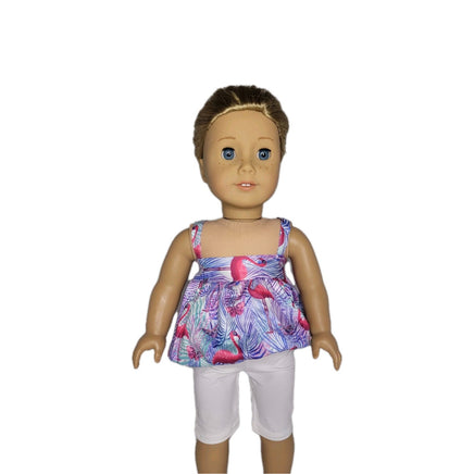 Colorful Pink Flamingo Capri Pant Set Fits 18" American Girl Doll Clothes1