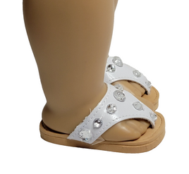 White Rhinestone Flip Flop Sandals Fits 18" American Girl Doll Clothing Shoes0