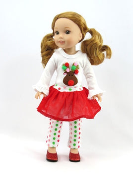 Reindeer Polka Dot 3pc Outfit Fits 14.5" Wellie Wisher American Girl Clothing 0