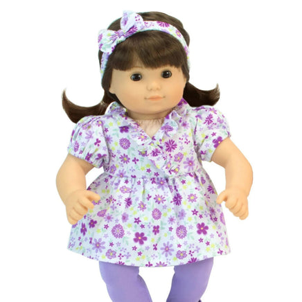 Flower Tunic Outfits & Shoes 8pcs Fits 15" Bitty Baby American Girl Doll Clothes3