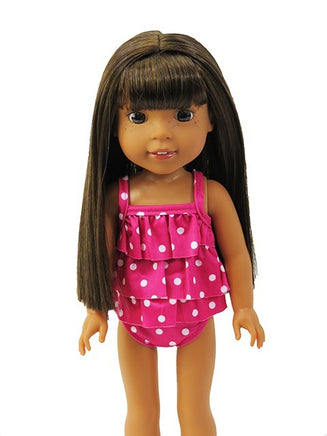 Hot Pink Polka Dot Swimsuit Fits 14.5" Wellie Wisher American Girl Clothing0