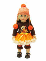 Fall Thanksgiving Owl Dress and Pom Hat Fits 18" American Girl Doll Clothing1