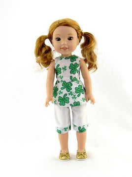 Shamrock  St. Patricks Day Outfit Fits 14.5" Wellie Wisher American Girl Doll0