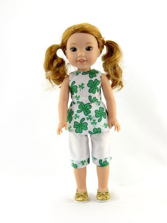 Shamrock  St. Patricks Day Outfit Fits 14.5" Wellie Wisher American Girl Doll0