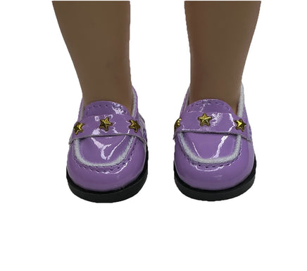 Purple Star Loafers Fits 14.5" Wellie Wisher American Girl Doll Shoes0