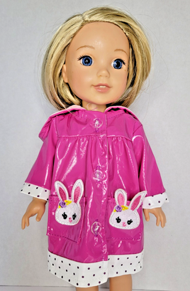 Pink Bunny Raincoat Fits 14.5" Wellie Wisher American Girl Doll Clothing0