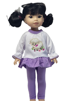 Purple Little Lamb Pant Set Fits 14.5" Wellie Wisher American Girl Doll Clothing0