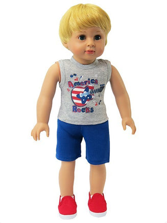 America Rocks Guitar Short Set Fits 18" American Girl Boy Doll Clothing2