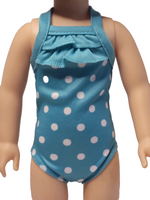 Teal Polka Dot Bathing Suit Fits 14.5" Wellie Wisher American Girl Doll Clothing1