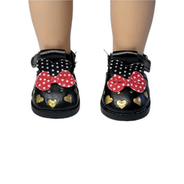 Black Heart Cutout Mary Jane Shoes Fits 14.5" Wellie Wisher American Girl Doll0