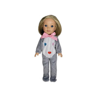 Grey Bunny Hearts Costume Fits 14.5" Wellie Wisher American Girl Doll Clothing1