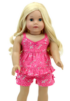 Pink Floral And Polka Dots Pajama Set Fits 18" American Girl Doll Clothing0