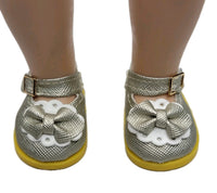 Silver Mary Jane Dress Shoes Fits 14.5" Wellie Wisher American Girl Doll Shoes0