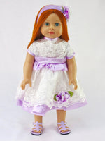 Purple And White Lace Dress Headband Fits 18" American Girl Doll Clothing0