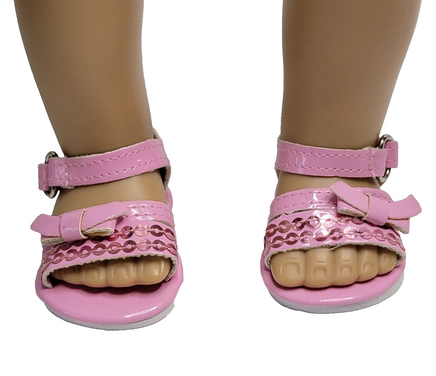 Pink Sequin Bow Sandals Fits 18" American Girl Doll Clothing Shoes0
