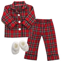 Flannel Pajamas & Slippers Fits 18" American Boy Girl Doll Clothes2