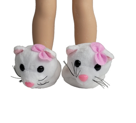 White Kitty Cat Slippers Fits 14.5" Wellie Wisher American Girl Doll Shoes0
