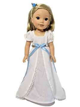 White Victorian Gown Fits 14.5" Wellie Wisher American Girl Doll Clothing0