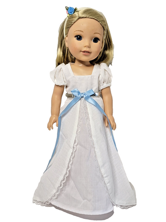 White Victorian Gown Fits 14.5" Wellie Wisher American Girl Doll Clothing0