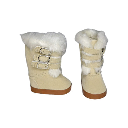 Tan Fur Trim Buckle Boots Fits 18" American Girl Doll Clothes Shoes1