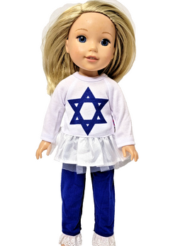 Star Of David Hanukkah Set Fits 14.5" Wellie Wisher American Girl Doll Clothing0