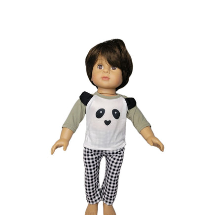 Panda Bear Pajama Pant Set Fits 18" American Boy Girl Doll Clothes1