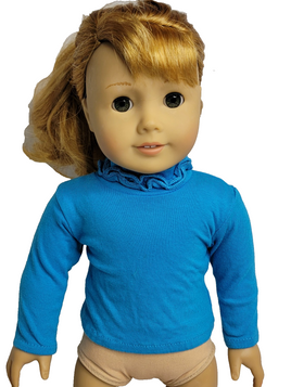 Blue Ruffle Collar Long Sleeve Shirt Fits 18" American Girl Doll Clothing0