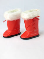 Red Snow Boots With White Fur Fits 18" American Girl Doll Clothing Shoes1