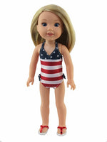 American Flag Swimsuit Fits 14.5" Wellie Wisher American Girl Doll Clothing1