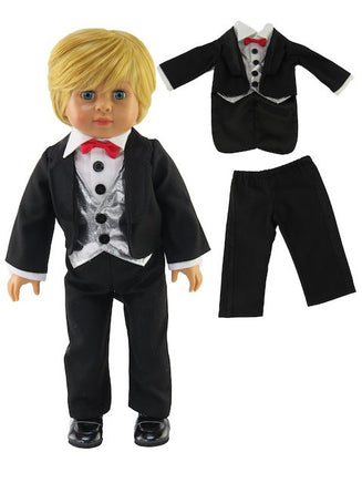 Black and Silver Tux Fits 18" American Girl Boy Doll Clothing0