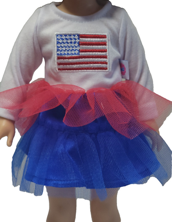 American Flag Tutu Dress Fits 14.5" Wellie Wisher American Girl Doll Clothing1