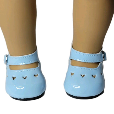 Baby Blue Heart Cutout Dress Shoes Fits 18" American Girl Doll Clothes Shoes1