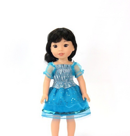 Blue Sparkly Dress Fits 14.5" Wellie Wisher American Girl Doll Clothing0